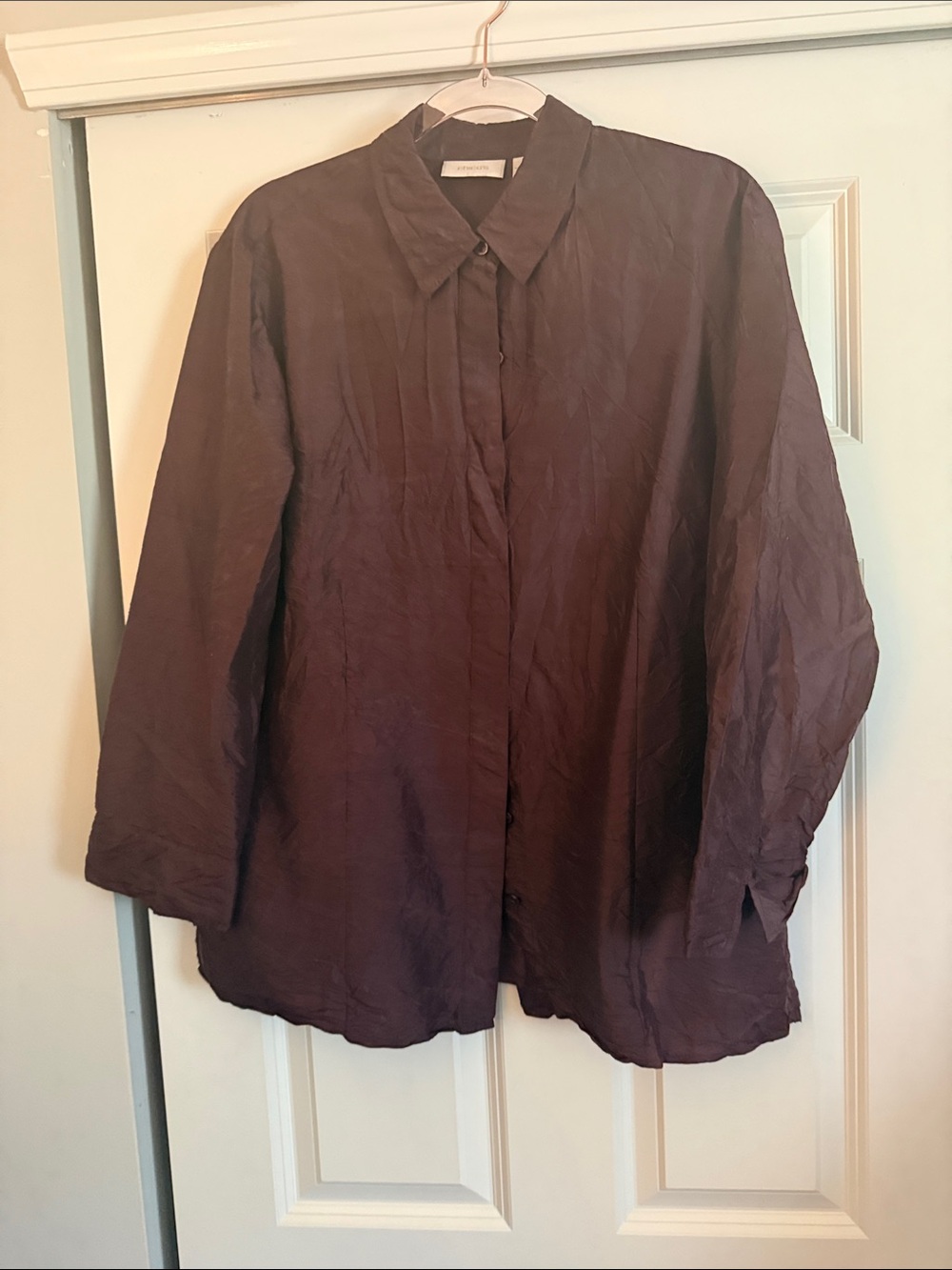 Chico's Dark Plum Relaxed Button-Up Shirt